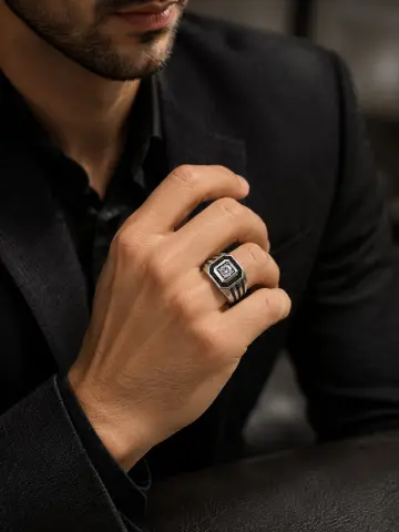 خاتم رجالى فضة عيار 925