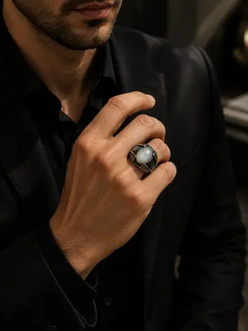 خاتم رجالى فضة عيار 925