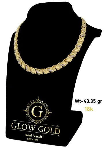 كوليه ذهب عيار 18 من جلو جولد Glow Gold