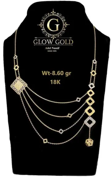 كوليه ذهب عيار 18 من جلو جولد Glow Gold